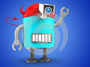 3d robot over blue