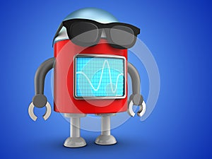 3d robot over blue