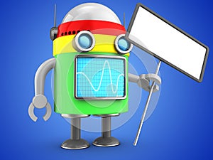 3d robot over blue