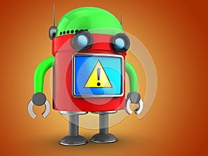 3d robot over orange