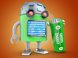 3d robot over orange