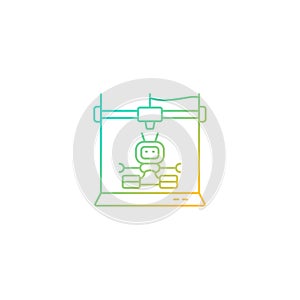 3d robots printing gradient linear vector icon
