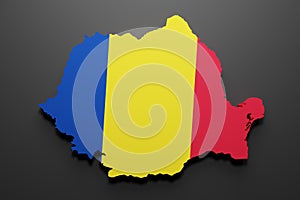 3d Romania map and flag