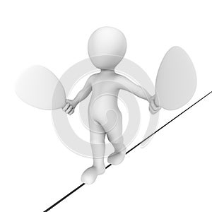 3d rope walker. Risk concept.