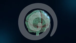 3D rotating brain model with binar cod. Motion graphic of digital brain. Deep learning. Computer programming. photo