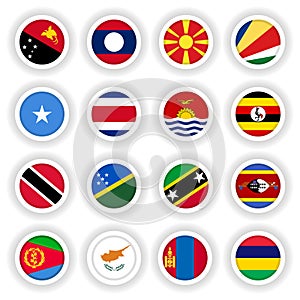 3D round buttons of national flags