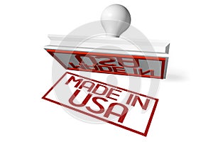 Made in USA - white and red rubber stamp