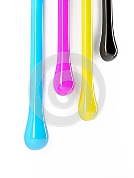 3d Running CMYK paint drips photo