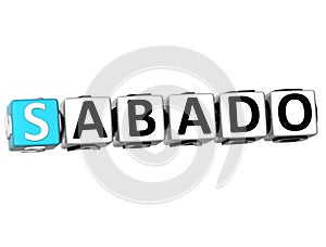 3D Sabado Block Text on white background photo