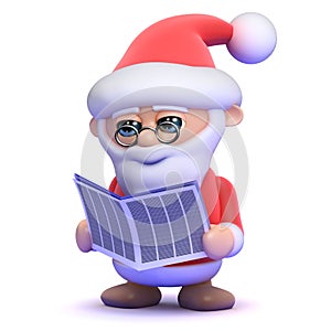 3d Santa Claus is reading the newspaper