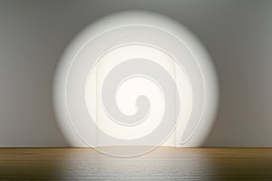 3d scene background illuminated by round spot light