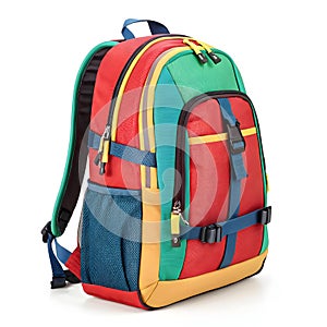 3D school backpack isolated on white