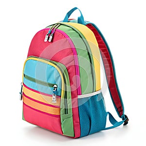 3D school backpack isolated on white