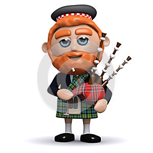 3d Scotsman plays bagpipes photo