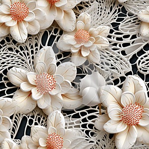 3d Seamless Lace Illustration With Elegant Floral Patterns And Whimsical Compositions photo