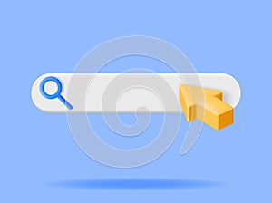 3D Search Bar with Cursor and Magnifying Glass