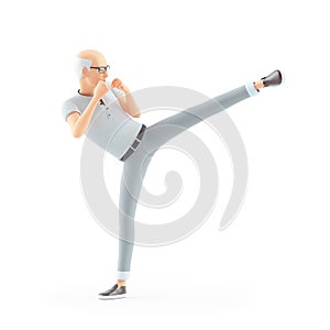 3d senior man karate kick