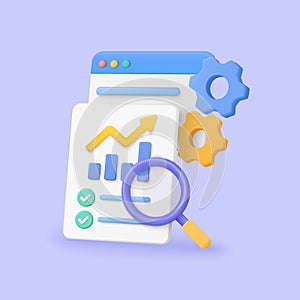 3D SEO Audit Analytics and Optimization Concept