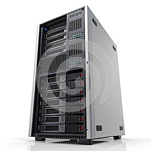 3D server unsafe isolated on white background photo