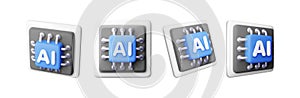 3d set of AI Chip. Artificial intelligence chipset