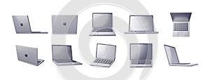 3D set of cartoon laptop computer isolated