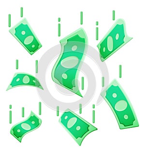 3D Set of Dollar Banknote Icon Isolated