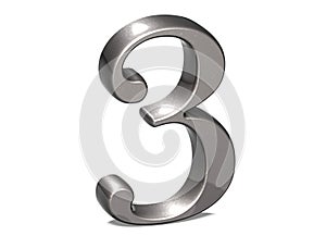 3D Set Silver Number on white background