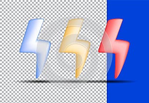 3d set thunderbolt icon vector design