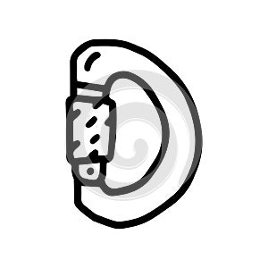 D-shaped carabiner line vector doodle simple icon