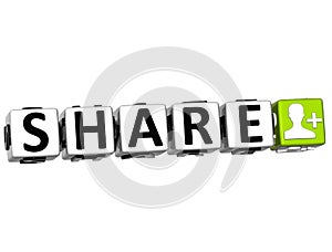 3D Share Button Click Here Block Text