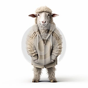 High-quality 3d Sheep In Kolsch Fashion On White Background photo