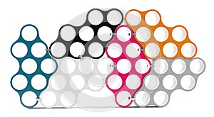 3D shelves design form colored circles