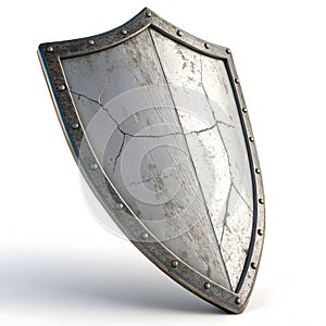 3D shield unsafe isolated on white background photo