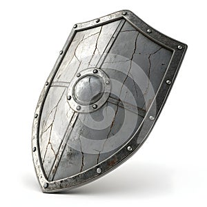 3D shield unsafe isolated on white background