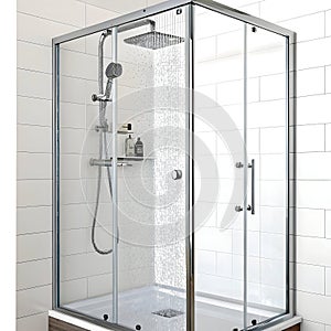 3D shower in bathroom isolated