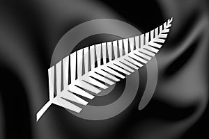 3D Silver Fern Flag, New Zealand.