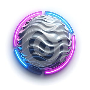 3D Silver Sphere with wavy surface texture