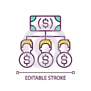 2D simple customizable thin line cash outflows icon