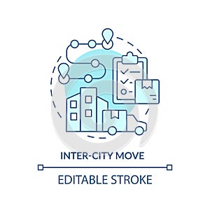 2D simple thin linear blue inter city move icon
