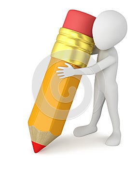 3d small people - big pencil.