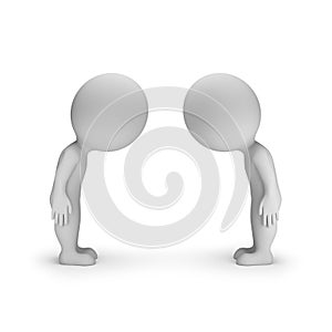 3d small people - bow to each other