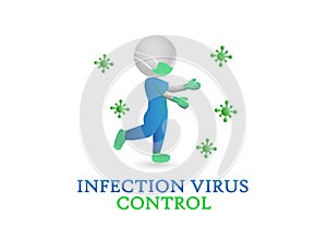 3D small people doctor care vector logo