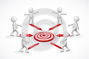 3d Small people logo. Target concept