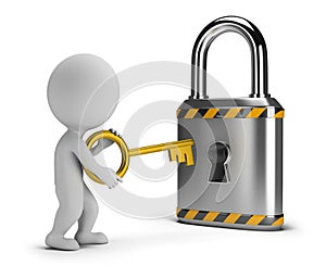 3d small people - opens the lock