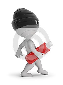 3d small people - thief with a flash drive