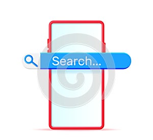 3D Smartphone with Search Bar Isolated.