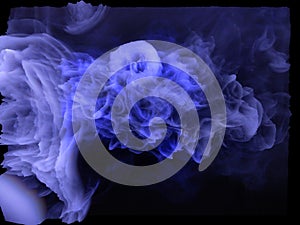 Abstract blue 3d smoke cloud and rings