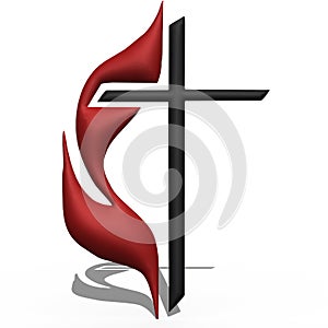 3d Smooth Methodist Cross with Flame photo