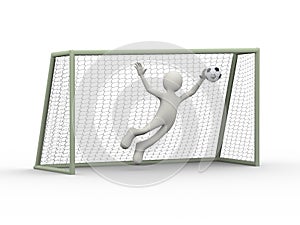 3d soccer football goal keeper making diving save