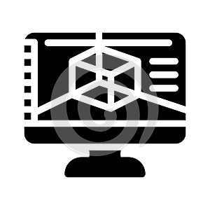 3d software glyph icon vector illustration